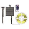 LED Tira solar regulable LED/1,2W/3,7V 3000K IP67 1500 mAh 5m + control remoto