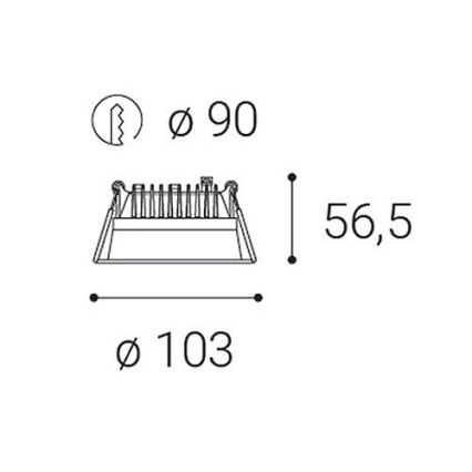 LED2 - Lámpara empotrable de baño LED regulable ZETA LED/10W/230V 3000K IP44