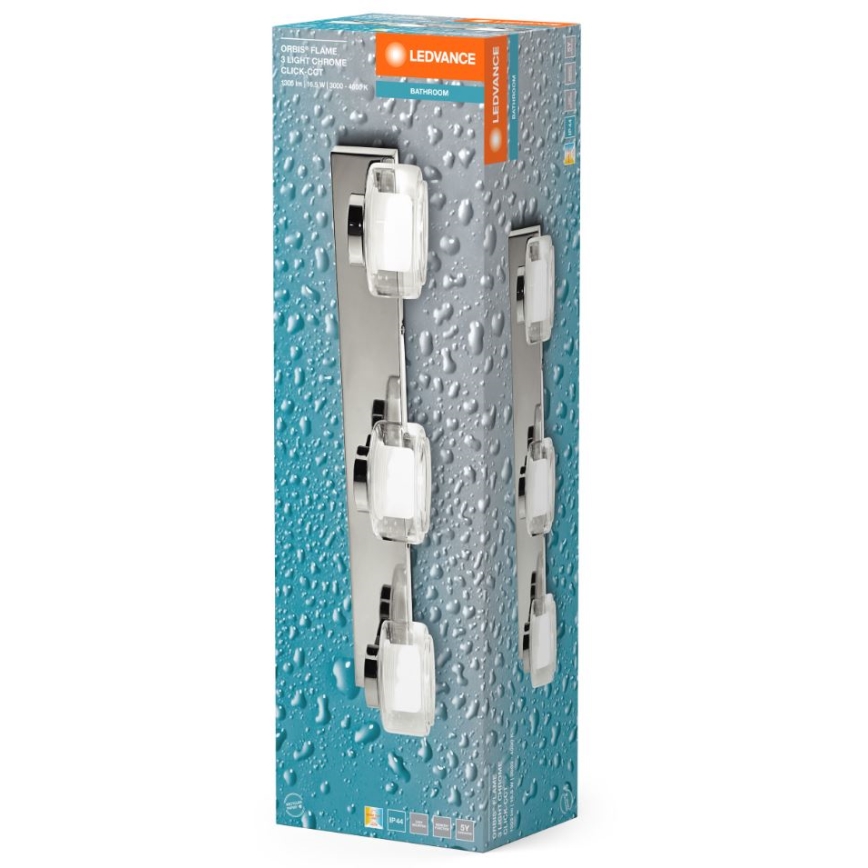 Ledvance - Aplique LED de baño ORBIS FLAME 3xLED/5,5W/230V IP44 cromo