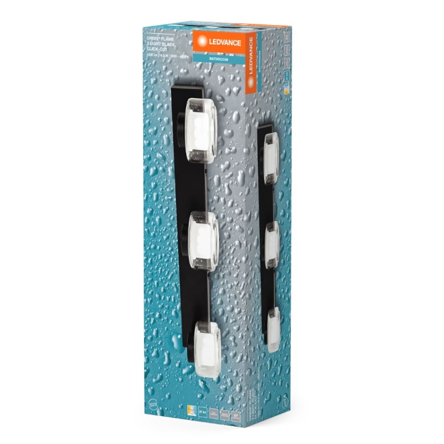 Ledvance - Aplique LED de baño ORBIS FLAME 3xLED/5,5W/230V 3000/4000K IP44 negro