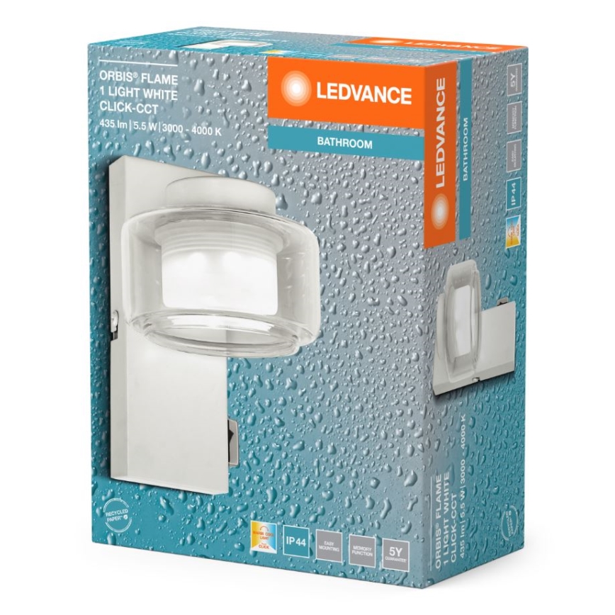 Ledvance - Aplique LED de baño ORBIS FLAME LED/5,5W/230V 3000/4000K IP44 blanco