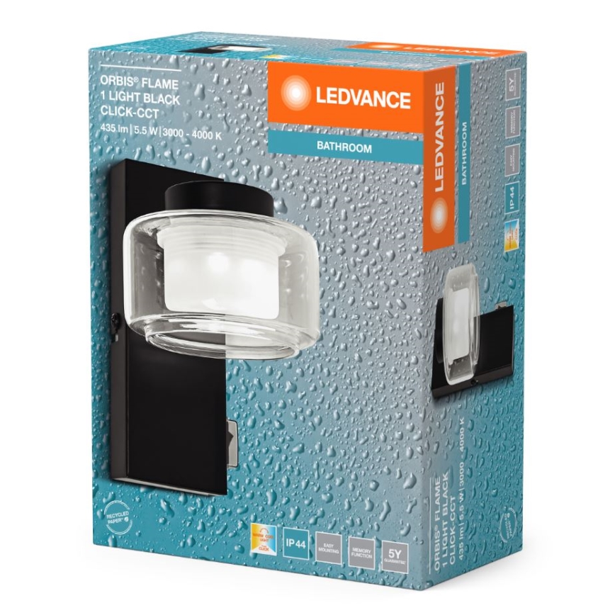 Ledvance - Aplique LED de baño ORBIS FLAME LED/5,5W/230V 3000/4000K IP44 negro