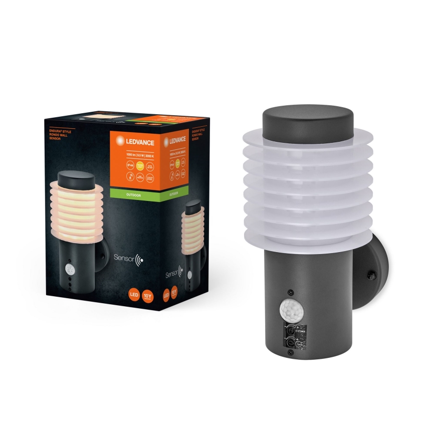 Ledvance - Aplique LED para exterior con sensor ENDURA RONDO LED/9,5W/230V IP44 antracita