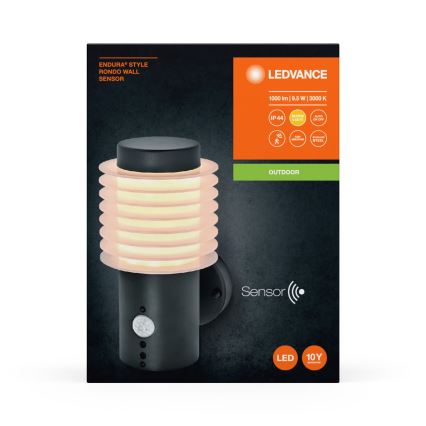 Ledvance - Aplique LED para exterior con sensor ENDURA RONDO LED/9,5W/230V IP44 antracita