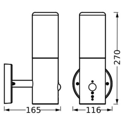 Ledvance - Aplique para exterior con sensor FIGO CYLINDER 1xE27/20W/230V