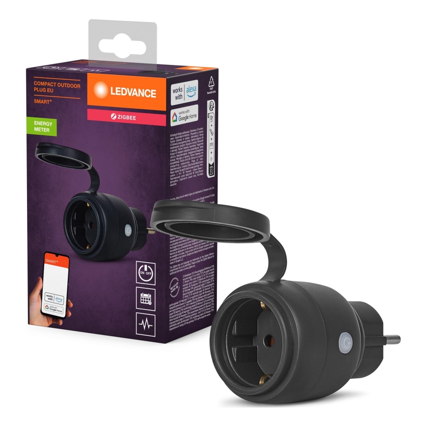 Ledvance - Enchufe inteligente para exterior SMART+ 3680W/230V/Tipo F/SCHUKO 16A IP44 negro