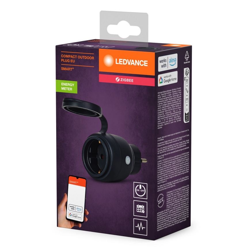 Ledvance - Enchufe inteligente para exterior SMART+ 3680W/230V/Tipo F/SCHUKO 16A IP44 negro