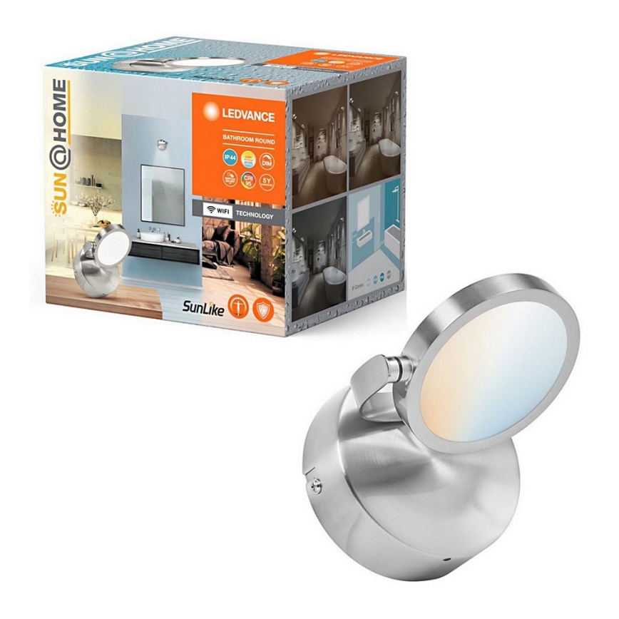 Ledvance - Foco LED regulable para baño SUN@HOME LED/7,5W/230V 2200-5000K CRI 95 Wi-Fi IP44