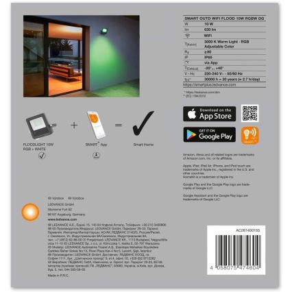 Ledvance - Foco LED RGBW SMART + FLOOD LED/10/230V IP65 Wi-Fi