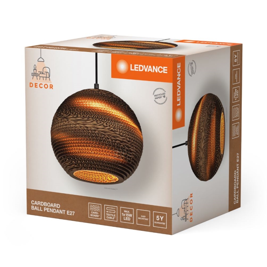 Ledvance - Lámpara colgante DECOR CARDBOARD 1xE27/15W/230V diá. 26 cm