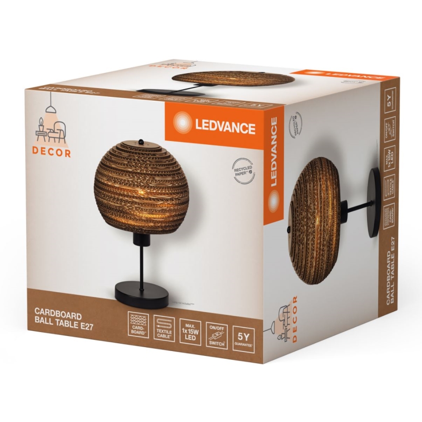 Ledvance - Lámpara de mesa DECOR CARDBOARD 1xE27/15W/230V diá. 26 cm