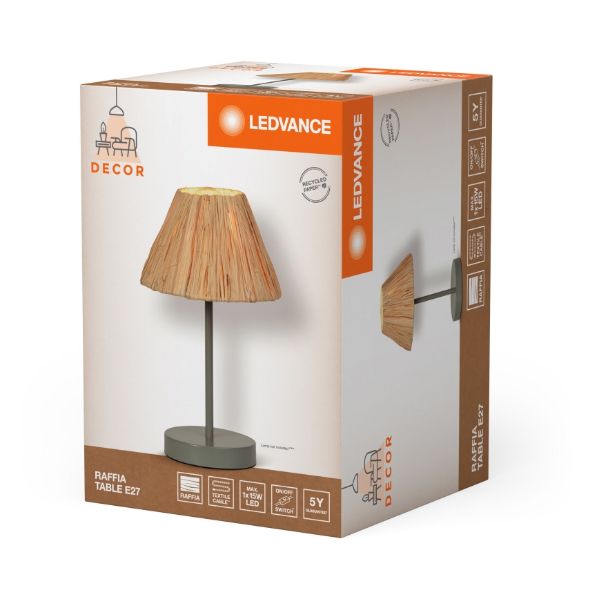 Ledvance - Lámpara de mesa DECOR RAFFIA 1xE27/15W/230V rafia