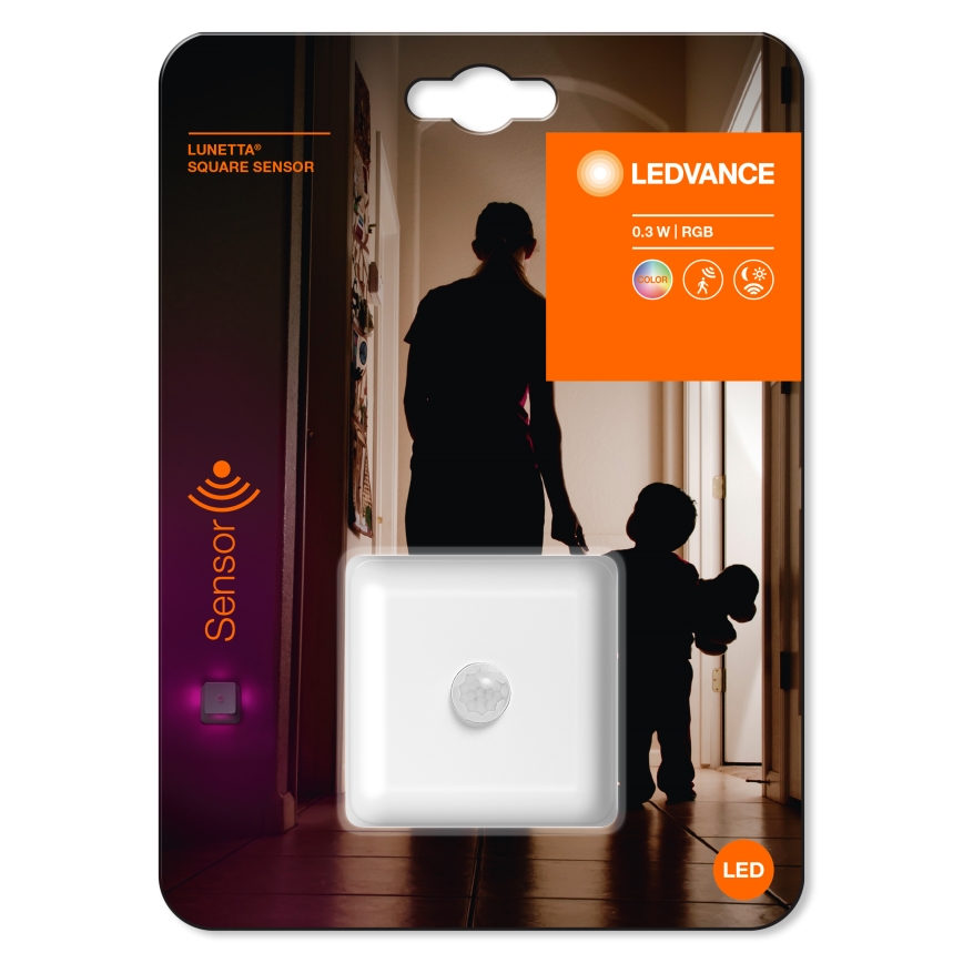 Ledvance - Lámpara de orientación LED RGB para enchufe con sensor LUNETTA LED/0,3W/230