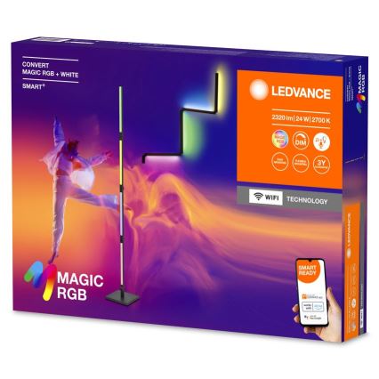 Ledvance - Lámpara de pie LED RGBW regulable 2en1 SMART+ MAGIC LED/24W/230V Wi-Fi