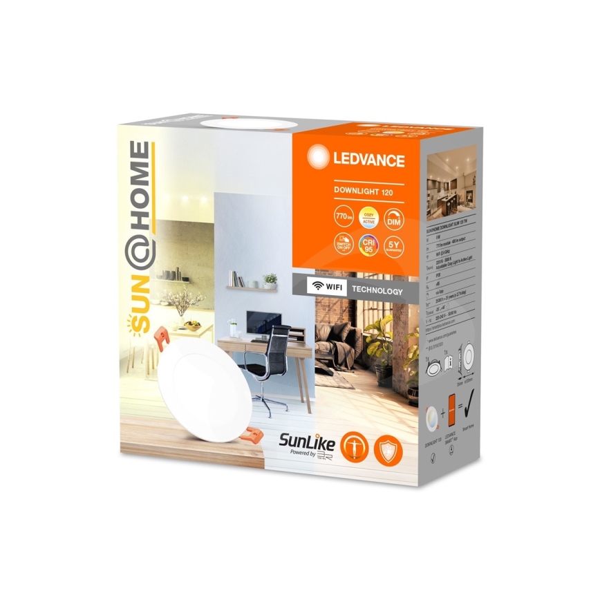 Ledvance - Lámpara empotrable LED regulable SUN@HOME LED/8W/230V 2200-5000K CRI 95 Wi-Fi