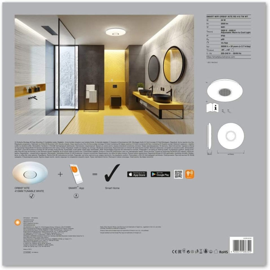 Ledvance - LED Plafón regulable SMART+ KITE LED/24W/230V 3000K-6500K Wi-Fi