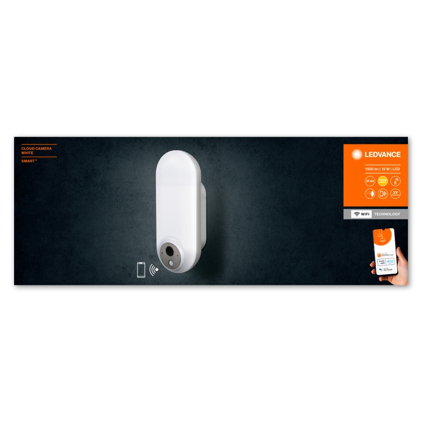 Ledvance - LED RGBW Regulable aplique con sensor para exterior y cámara SMART+ LED/15W/230V Wi-Fi IP44