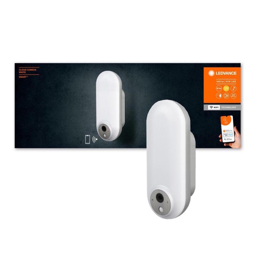 Ledvance - LED RGBW Regulable aplique con sensor para exterior y cámara SMART+ LED/15W/230V Wi-Fi IP44