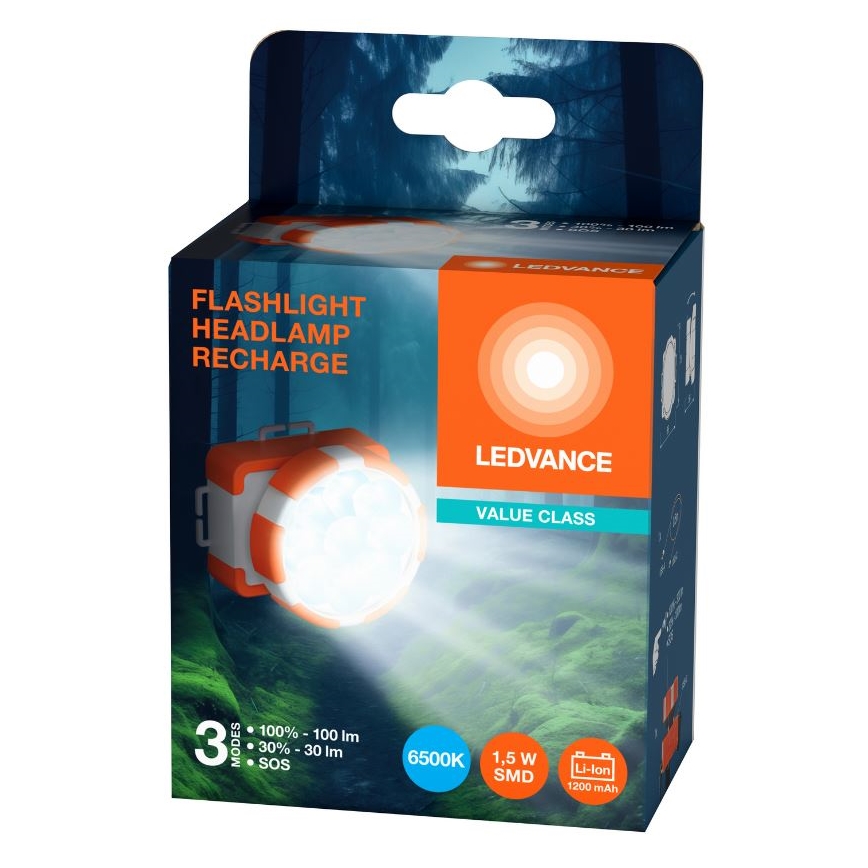 Ledvance - Linterna LED recargable FLASHLIGHT LED/1,5W/5V 1200 mAh