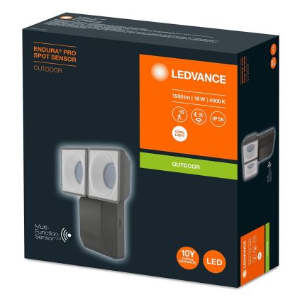 Ledvance - Luminaria de pared LED para exteriores con sensor SPOT 2xLED/8W/230V IP55