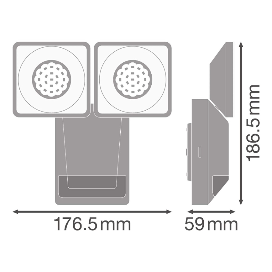Ledvance - Luminaria de pared LED para exteriores con sensor SPOT 2xLED/8W/230V IP55