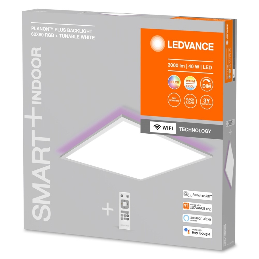 Ledvance - Panel LED RGBW regulable SMART+ PLANON LED/40W/230V 3000-6500K Wi-Fi + mando a distancia