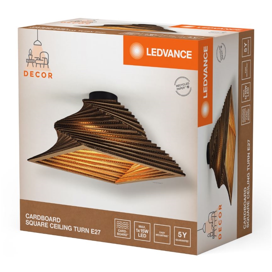 Ledvance - Plafón DECOR CARDBOARD 1xE27/15W/230V 40x40 cm