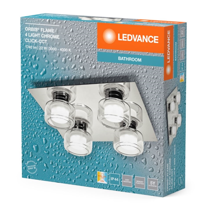 Ledvance - Plafón LED de baño ORBIS FLAME 4xLED/5,5W/230V 3000/4000K IP44 cromo