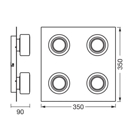 Ledvance - Plafón LED de baño ORBIS FLAME 4xLED/5,5W/230V 3000/4000K IP44 cromo