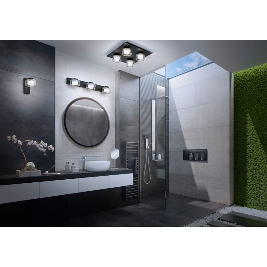 Ledvance - Plafón LED de baño ORBIS FLAME 4xLED/5,5W/230V 3000/4000K IP44 negro