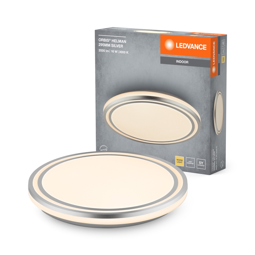 Ledvance - Plafón LED ORBIS HELMAN LED/16W/230V diá. 29,5 cm plata