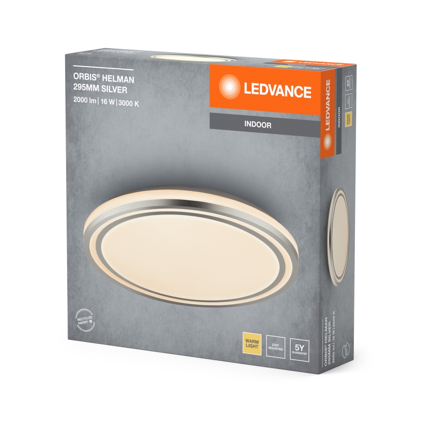 Ledvance - Plafón LED ORBIS HELMAN LED/16W/230V diá. 29,5 cm plata