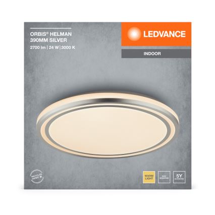 Ledvance - Plafón LED ORBIS HELMAN LED/24W/230V diá. 39 cm plata