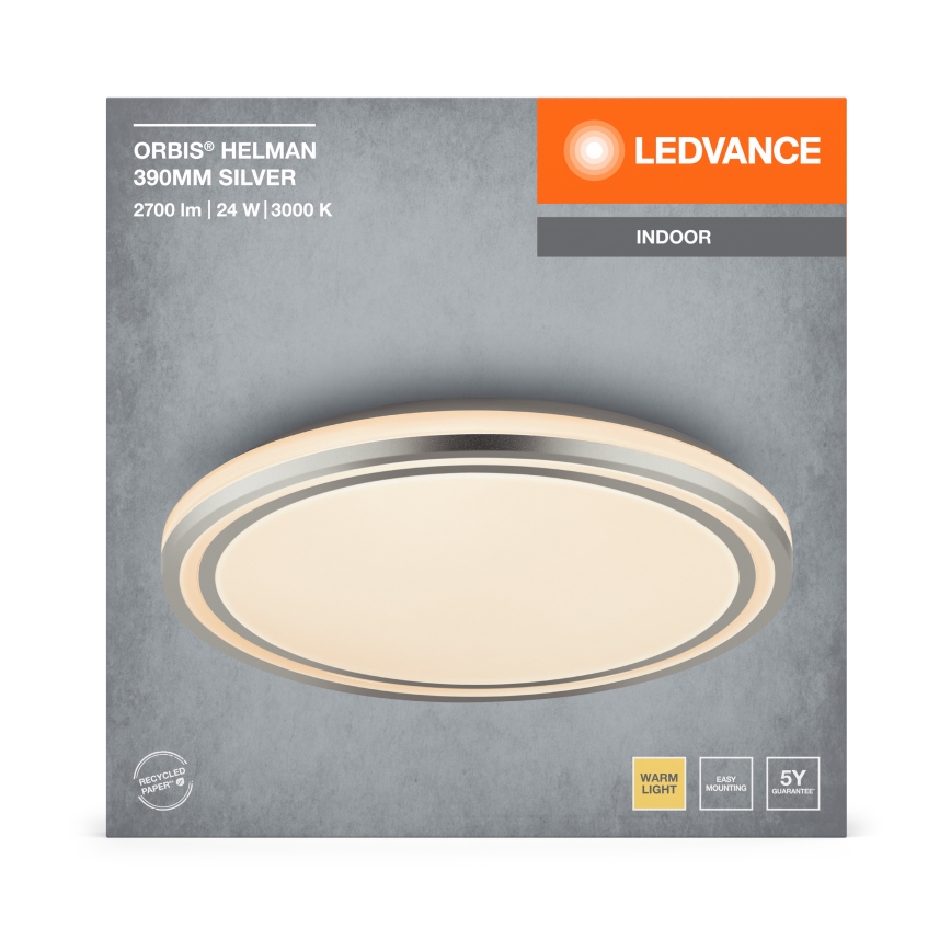 Ledvance - Plafón LED ORBIS HELMAN LED/24W/230V diá. 39 cm plata