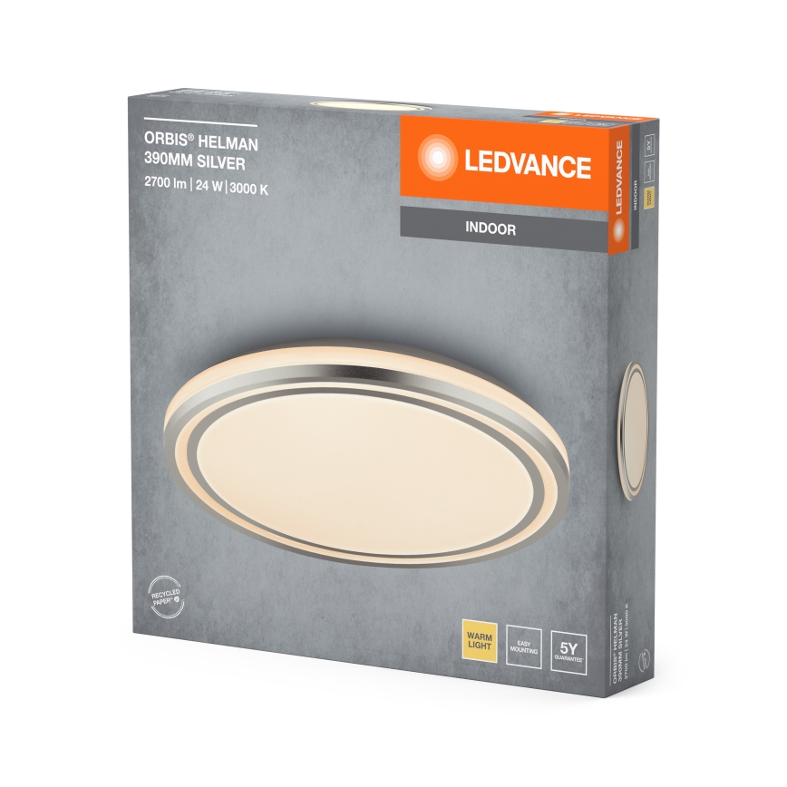 Ledvance - Plafón LED ORBIS HELMAN LED/24W/230V diá. 39 cm plata
