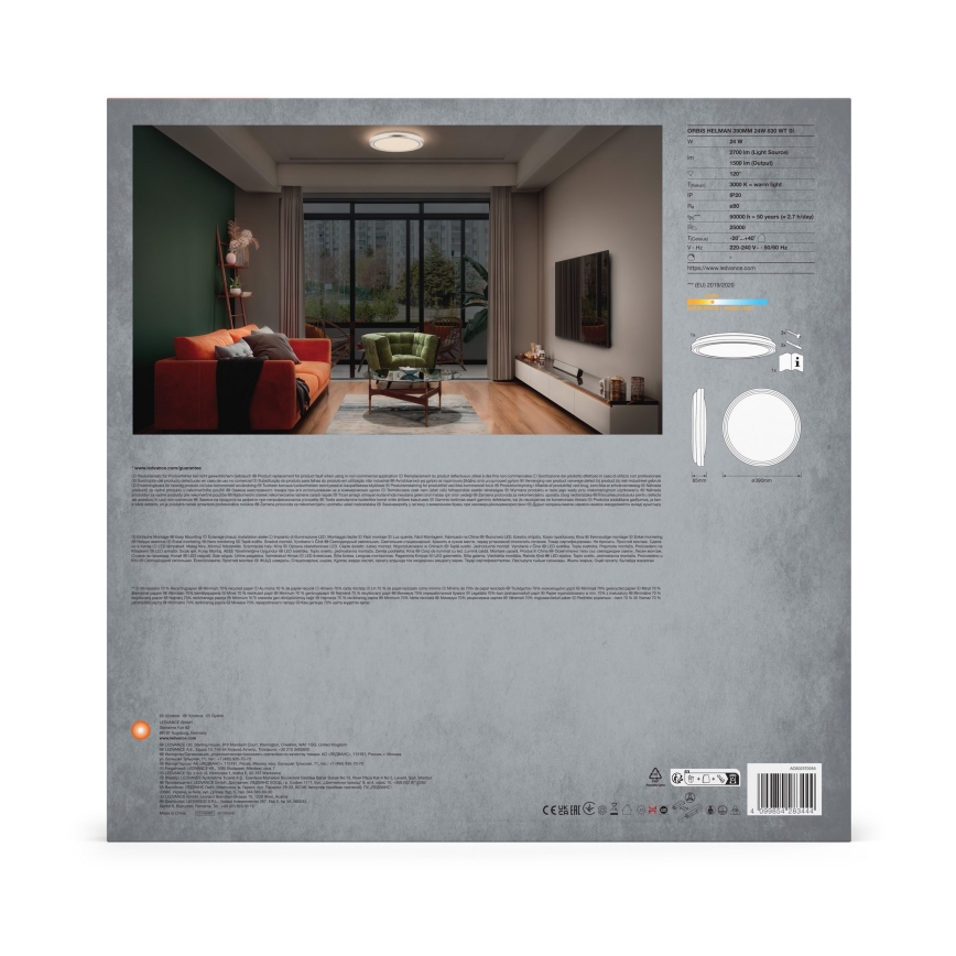 Ledvance - Plafón LED ORBIS HELMAN LED/24W/230V diá. 39 cm plata