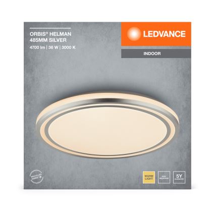 Ledvance - Plafón LED ORBIS HELMAN LED/36W/230V diá. 48,5 cm plata
