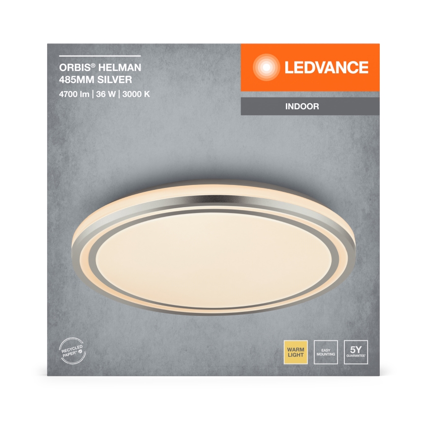 Ledvance - Plafón LED ORBIS HELMAN LED/36W/230V diá. 48,5 cm plata