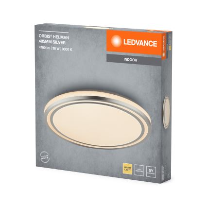 Ledvance - Plafón LED ORBIS HELMAN LED/36W/230V diá. 48,5 cm plata