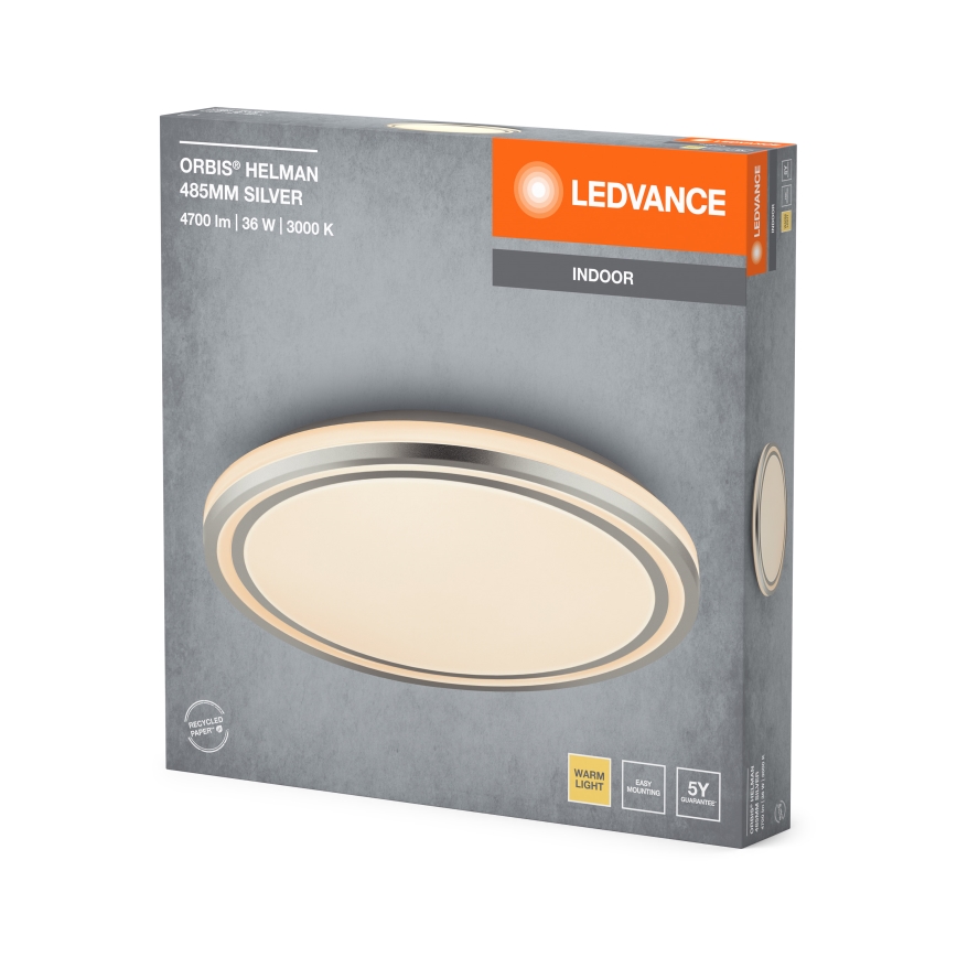 Ledvance - Plafón LED ORBIS HELMAN LED/36W/230V diá. 48,5 cm plata