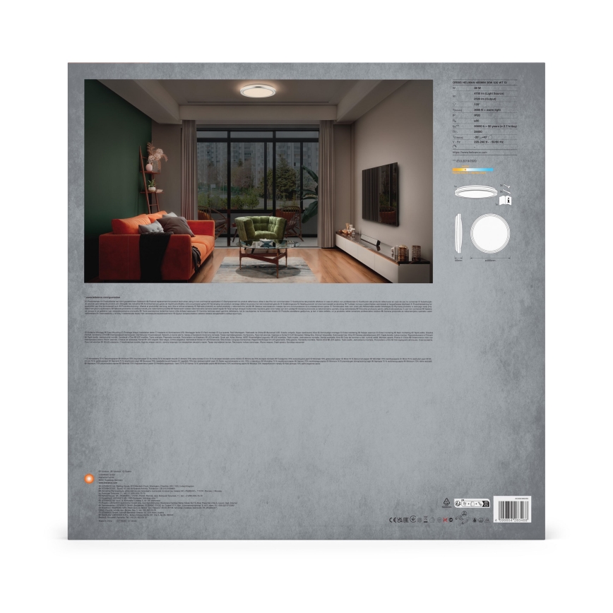 Ledvance - Plafón LED ORBIS HELMAN LED/36W/230V diá. 48,5 cm plata