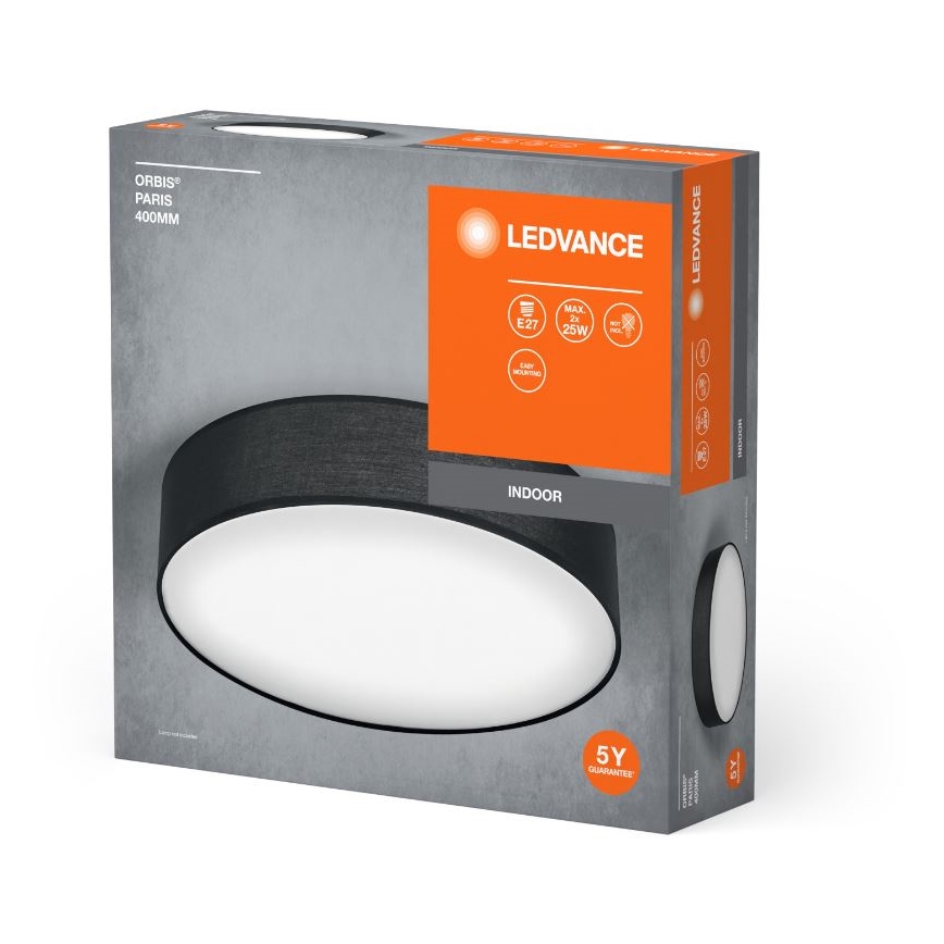 Ledvance - Plafón ORBIS PARÍS 2xE27/25W/230V negro
