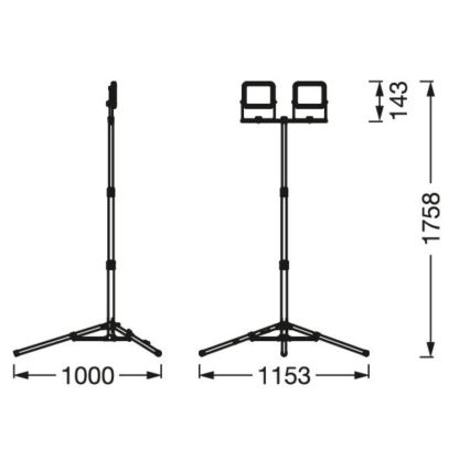 Ledvance - Proyector LED de exterior con soporte WORKLIGHT TRIPOD 2xLED/10W/230V 6500K IP65