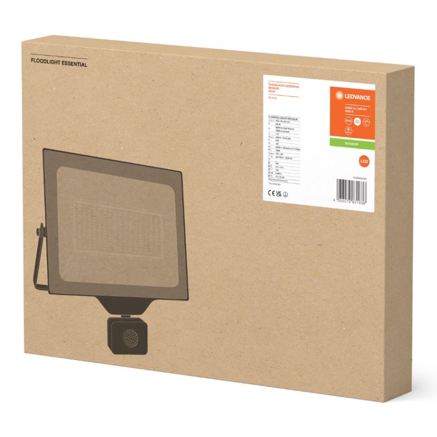 Ledvance - Proyector LED de pared para exteriores con sensor FLOODLIGHT ESSENTIAL LED/200W/230V IP65