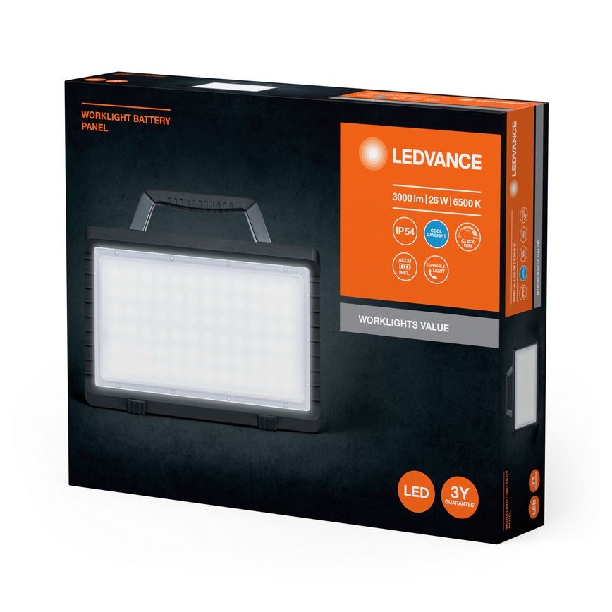 Ledvance - Proyector LED recargable para exterior regulable WORKLIGHT BATTERY LED/26W/5V 2200 mAh IP54