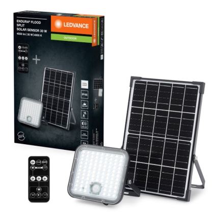 Ledvance - Proyector solar LED regulable con sensor FLOOD SPLIT LED/30W/6,4V IP65 + mando a distancia