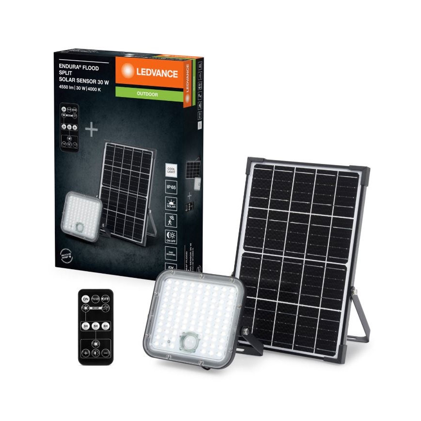 Ledvance - Proyector solar LED regulable con sensor FLOOD SPLIT LED/30W/6,4V IP65 + mando a distancia