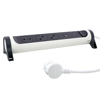 Legrand 049416 - Cable de extensión con interruptor 3Z Tipo E + USB-A + USB-C 1,5m