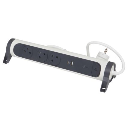 Legrand 049416 - Cable de extensión con interruptor 3Z Tipo E + USB-A + USB-C 1,5m