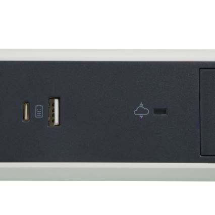 Legrand 049416 - Cable de extensión con interruptor 3Z Tipo E + USB-A + USB-C 1,5m